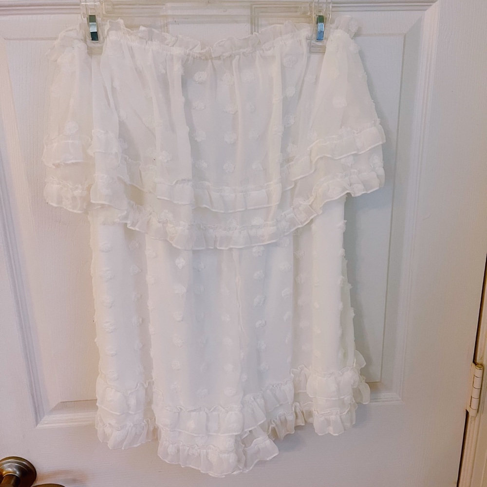 White strapless romper